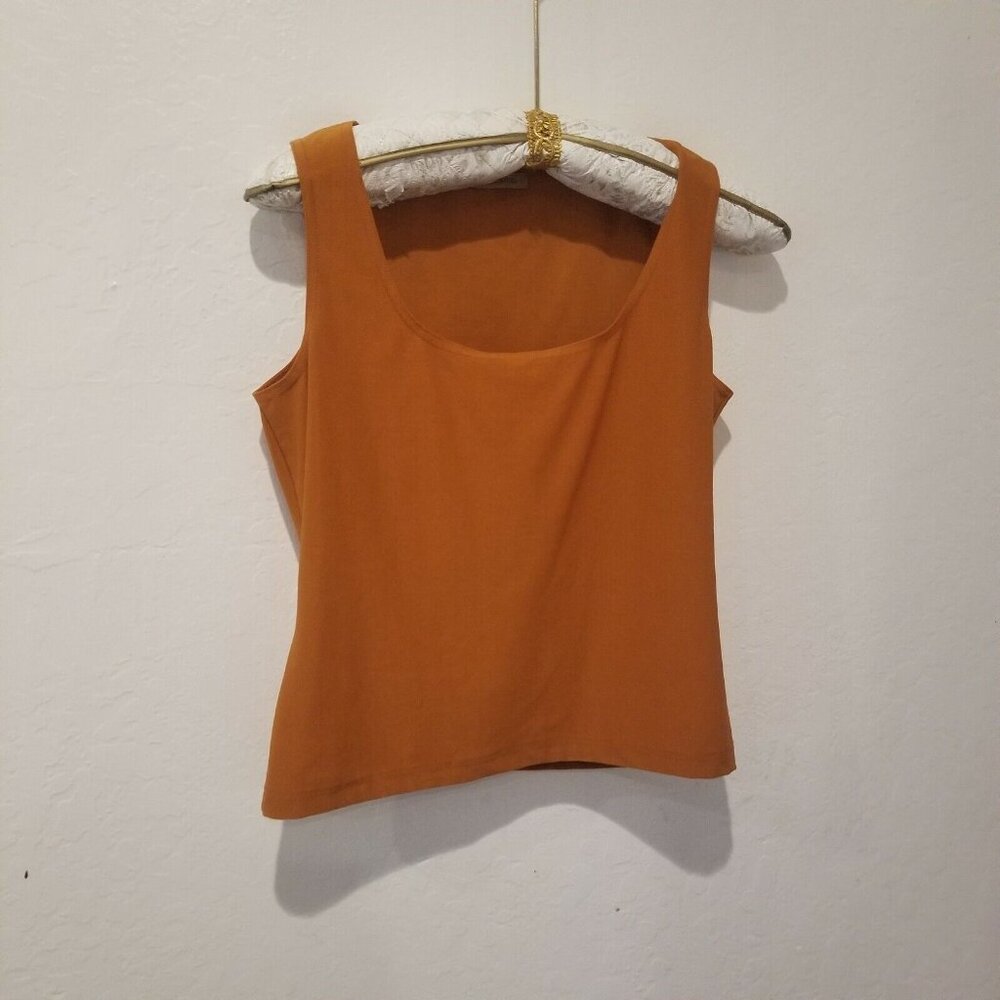 Terra Nostra Womens Scoop Neck Sleeveless Casual Tank Top Mustard Stretch